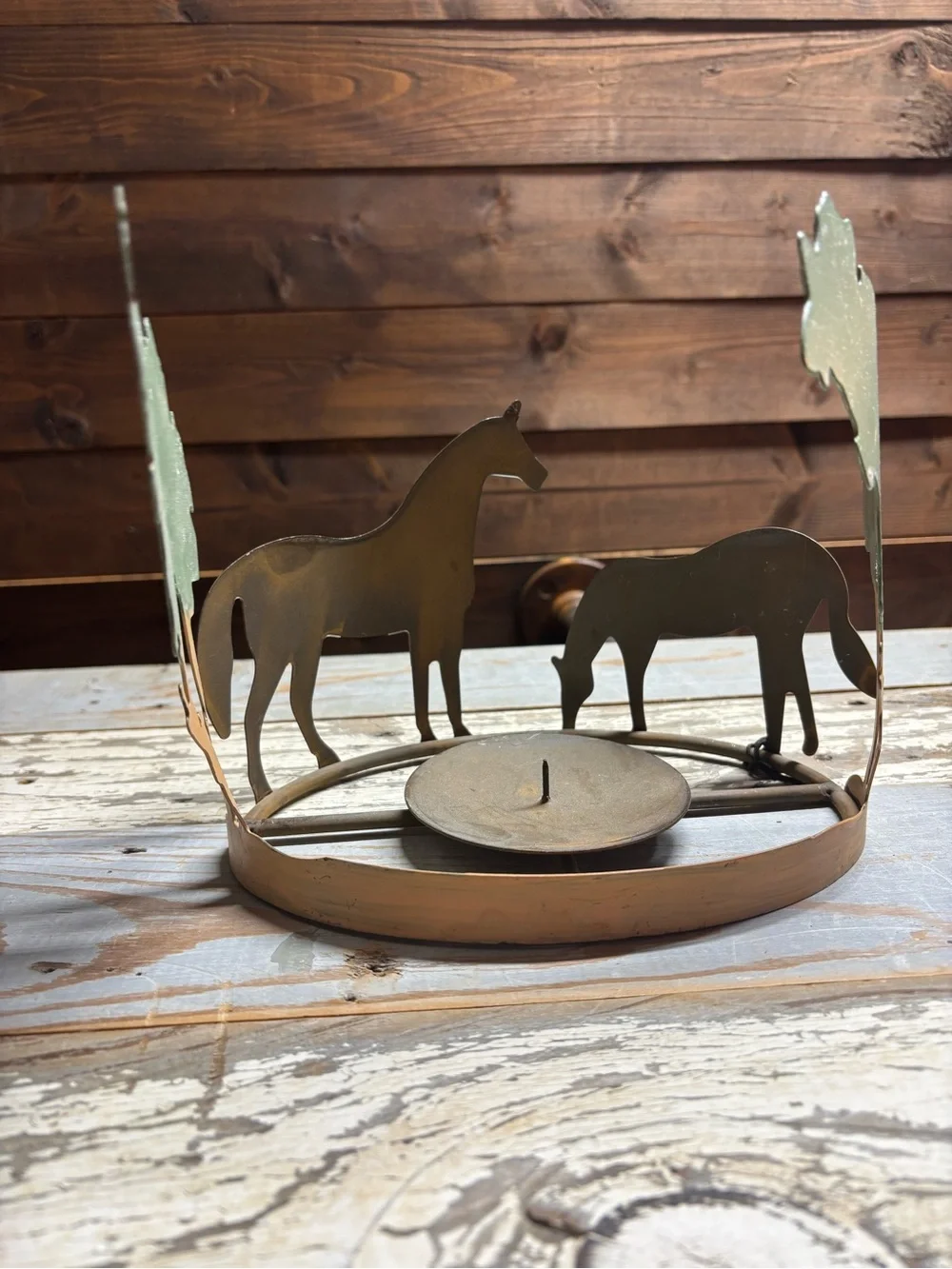 Horse Candle Holders Pillar Rustic Western Pair Metal Equestrian Farmhouse